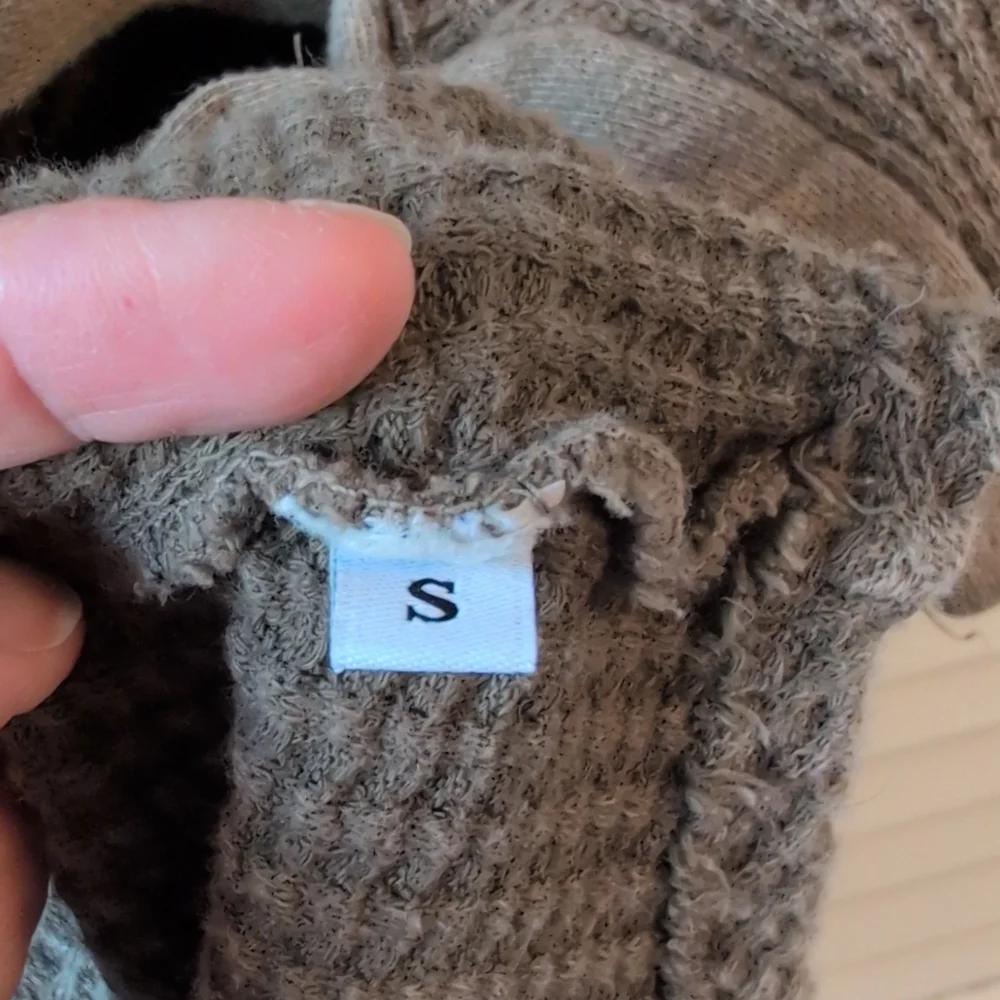 BUCKETLIST Brown Waffle-Knit Button-Up Sweatshirt 100% Cotton - Picture 3 of 4